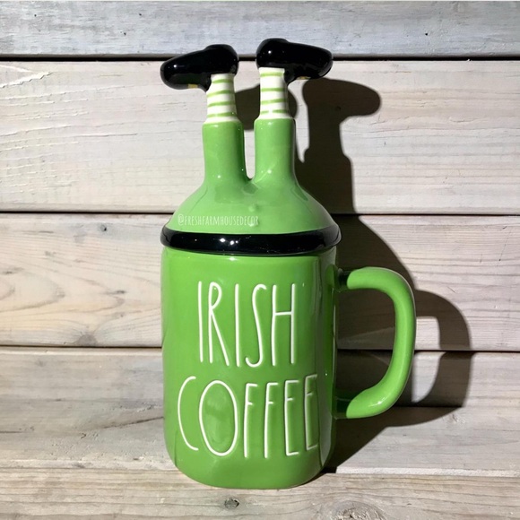 Rae Dunn IRISH COFFEE Mug w/ Figural Leprechaun Legs Topper NWT 🍀 - Picture 1 of 4